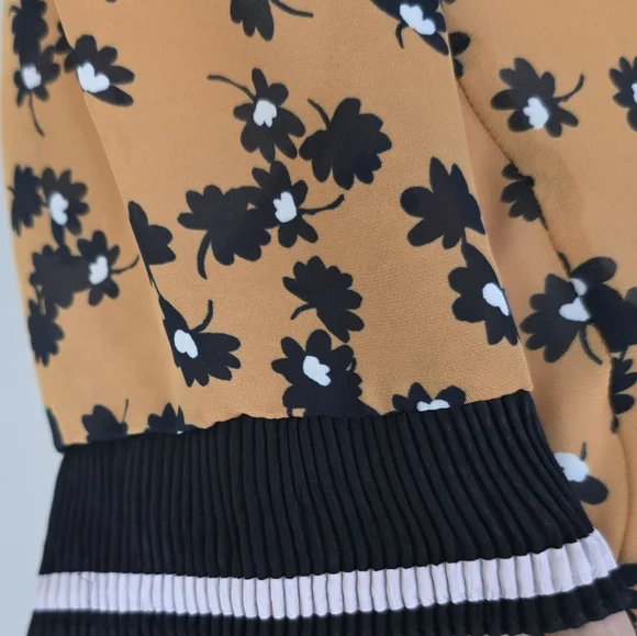 Saylor Mustard Floral Open Back Midi Dress Size Small Puff Sleeve Tie Back S - Picture 7 of 8